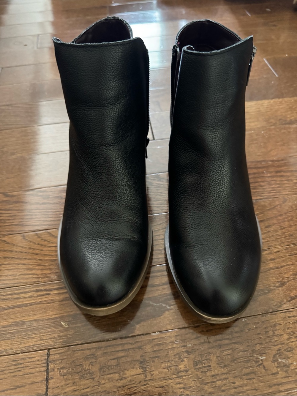 kenzie Black Leather Ankle Booties with Side Zip